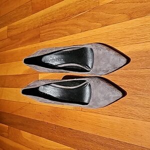 Grey suede heels